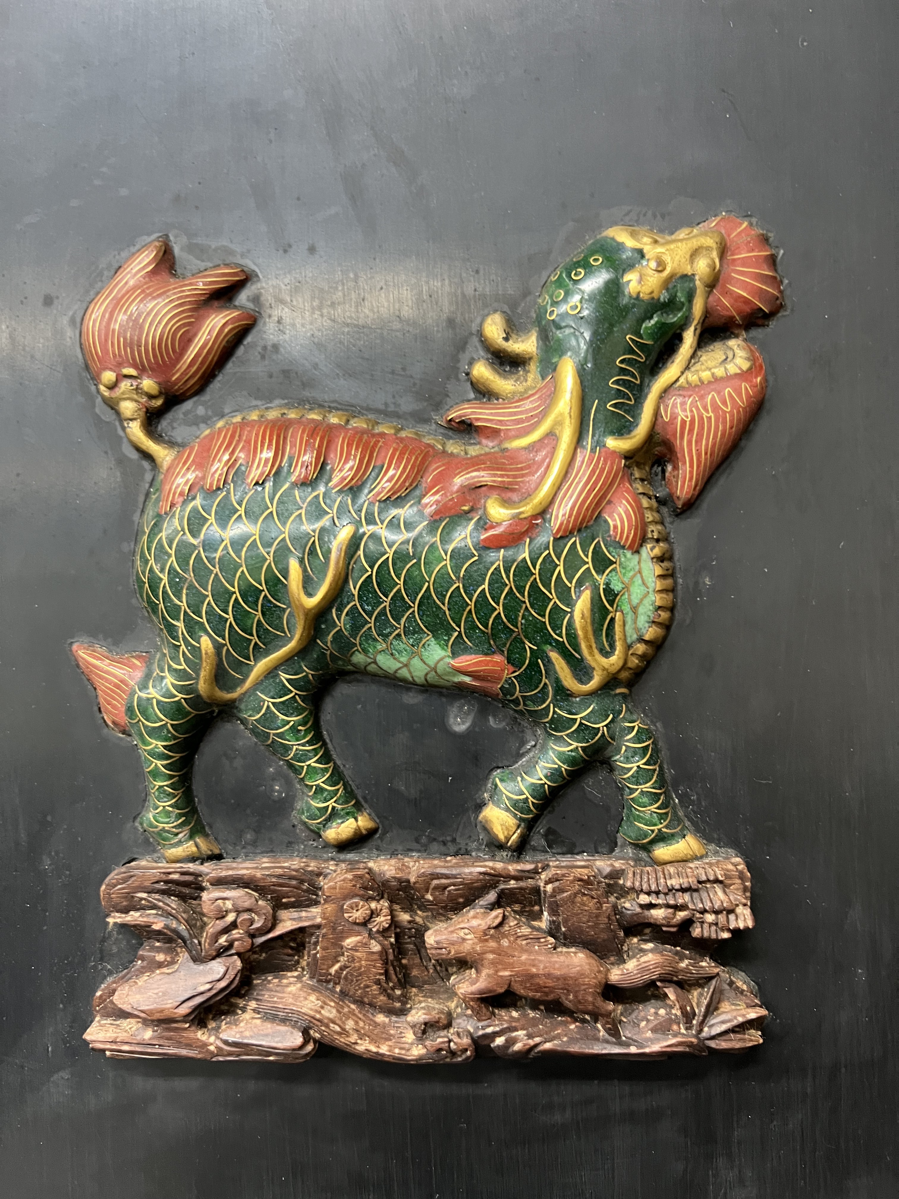 宮廷紫檀嵌玉百寶掛屏一對