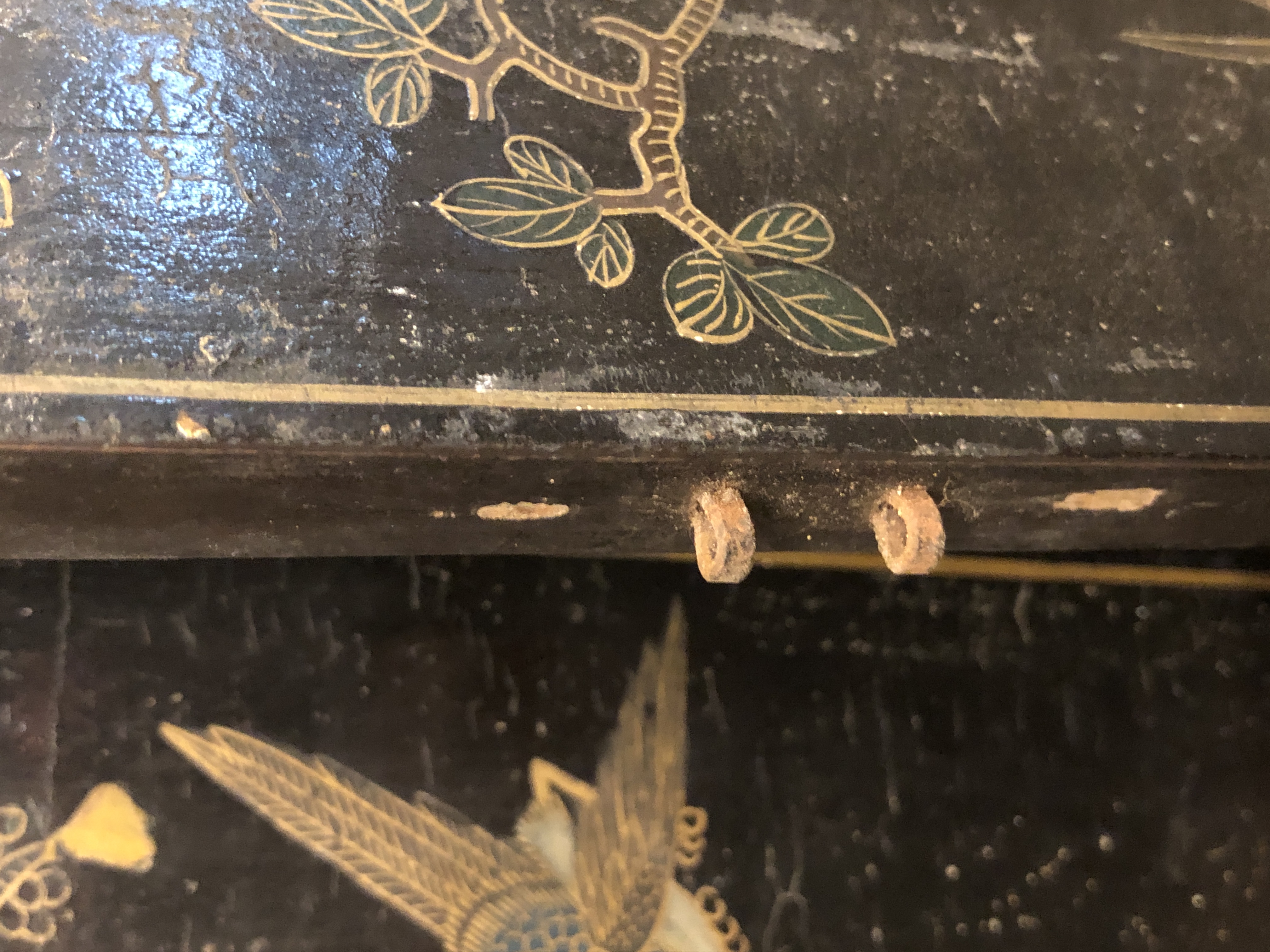 清代 大漆彩绘描金十二扇桌屏