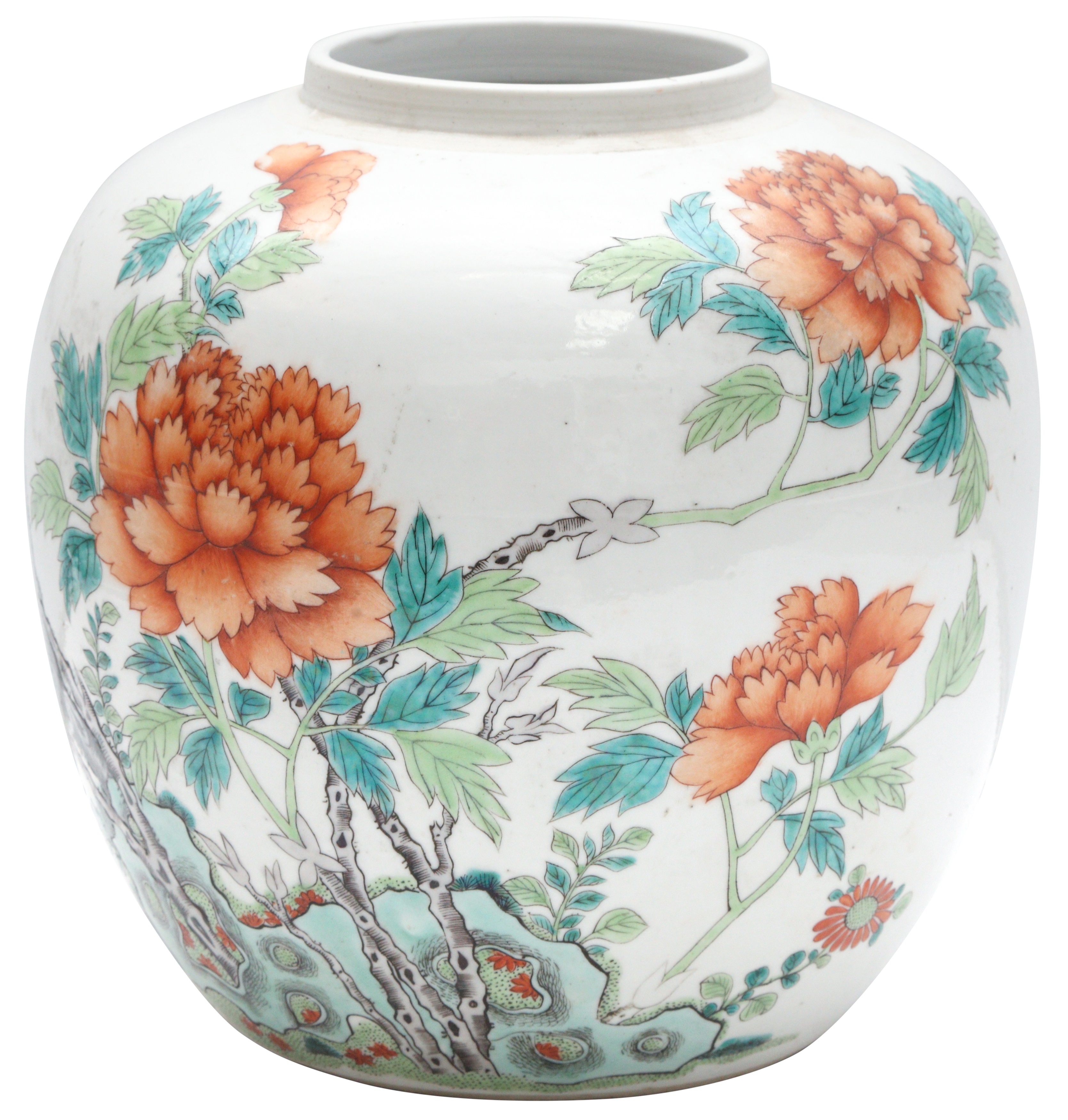 A CHINESE FAMILLE-ROSE 'PEONY' JAR 十九至二十世紀 粉彩牡丹紋罐