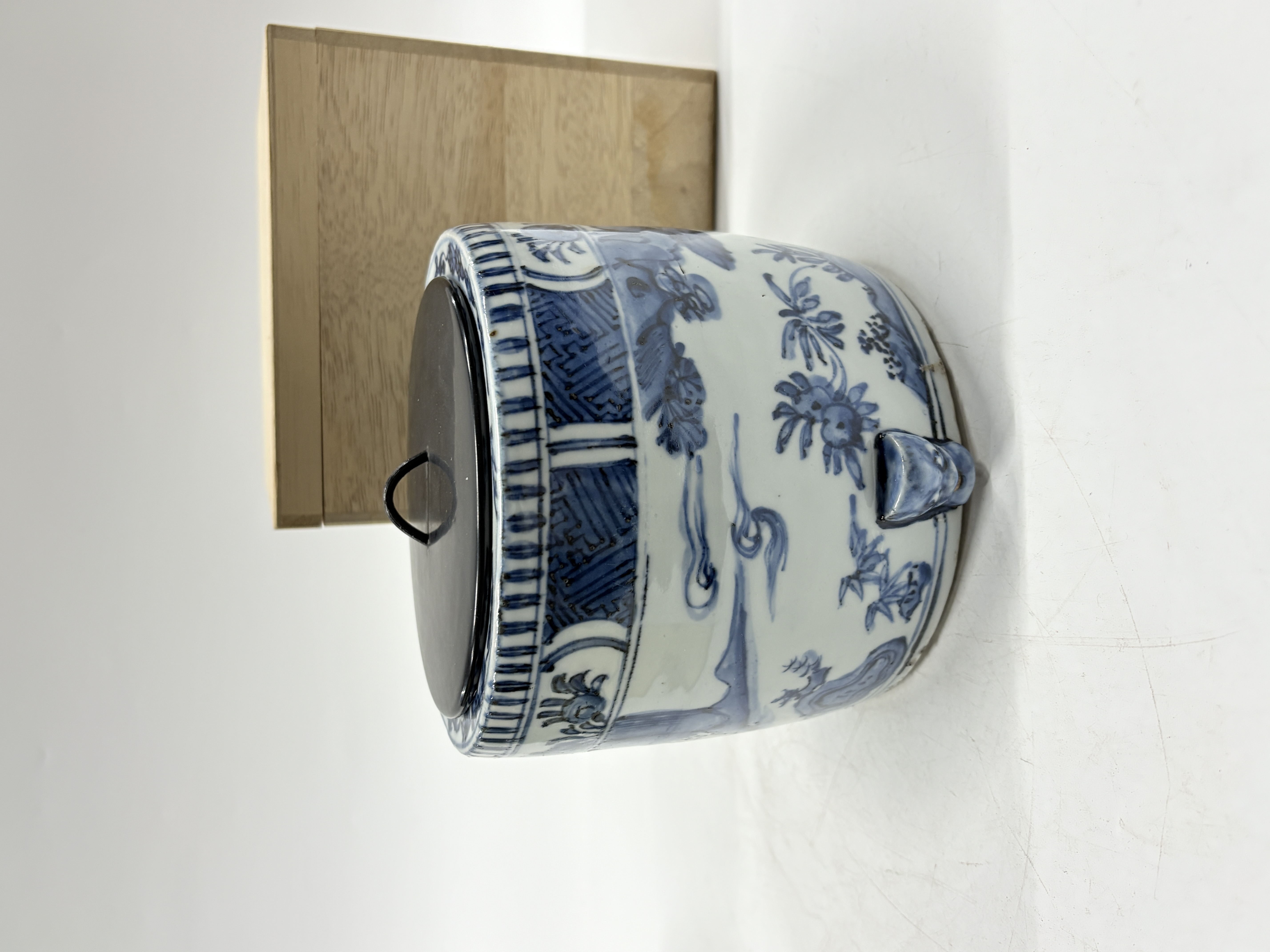 清 青花人物故事水指