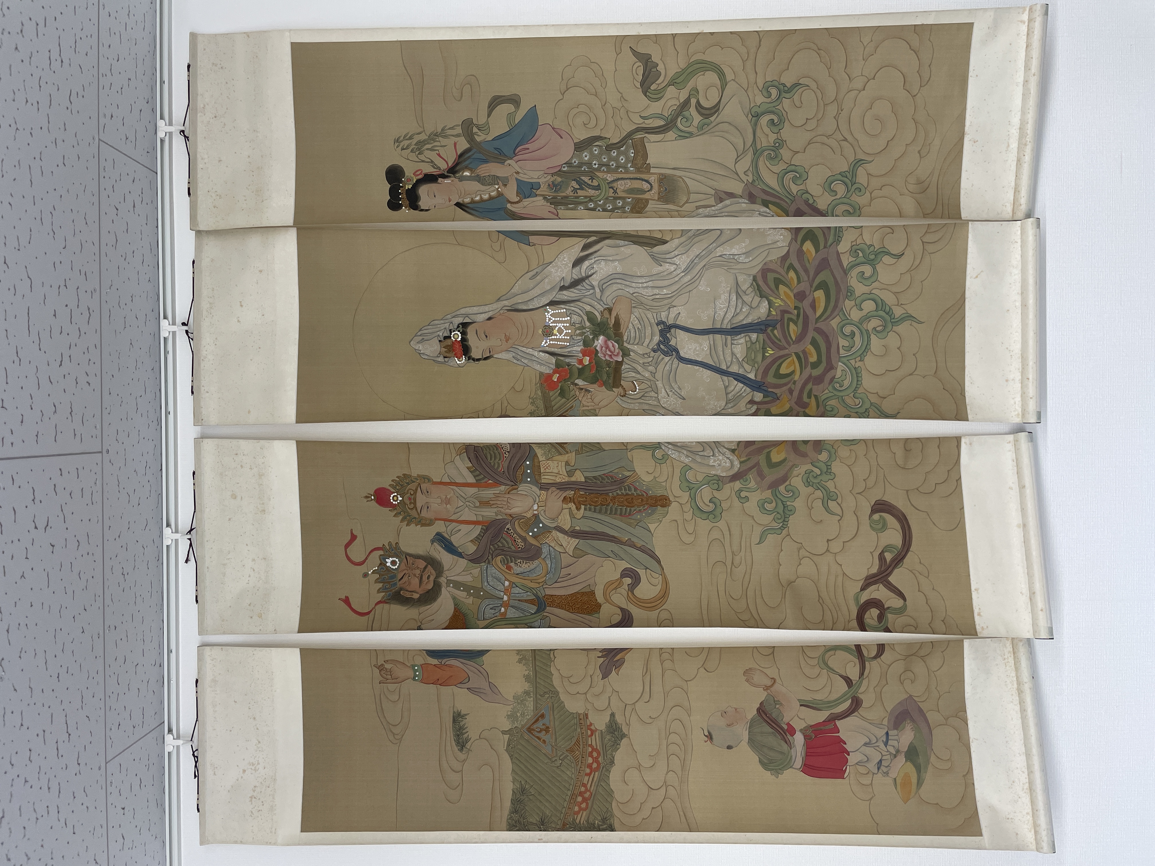 摹敦煌觀音大士四條屏